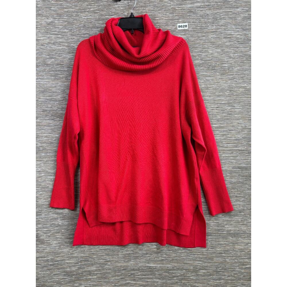 French Connection Cowl Neck Tunic Sweater Size 1X Red Pullover Classic Career